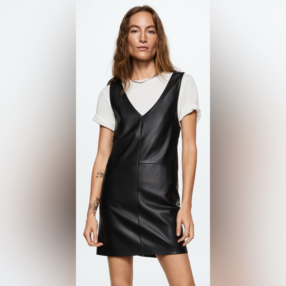Mango Sleek Black Leatherette Dress